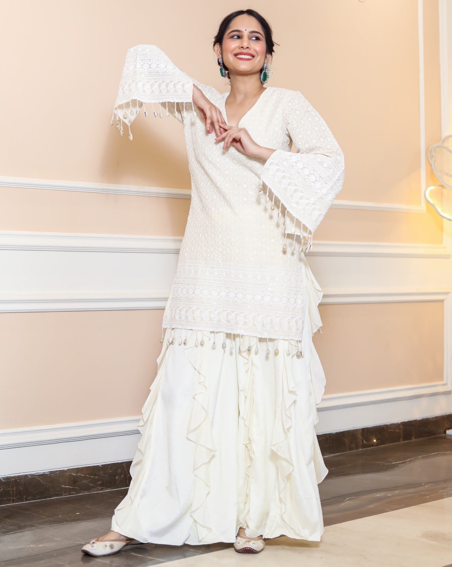 Chandani White Chikankari Sharara Set