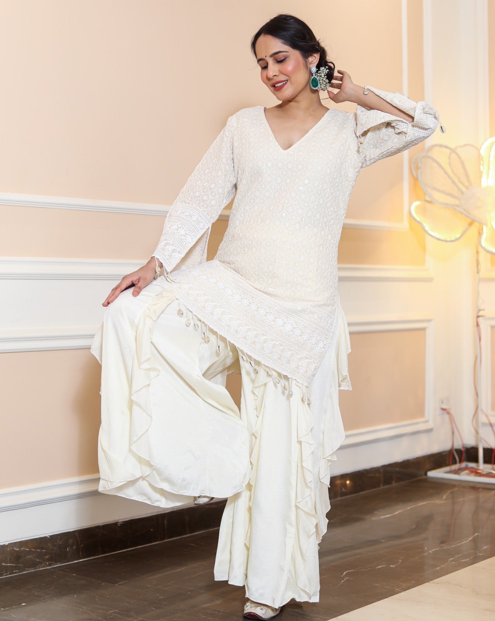 Chandani White Chikankari Sharara Set