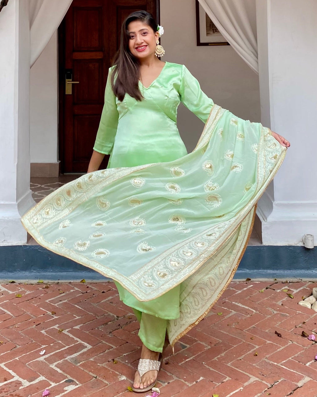 Washable Ladies Stylish Comfortable Breathable Stunning Look Half Sleeves  Green And Blue Suit at Best Price in Bhiwadi | Jispal International