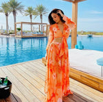 Maya Orange Crop Top and skirt Dress