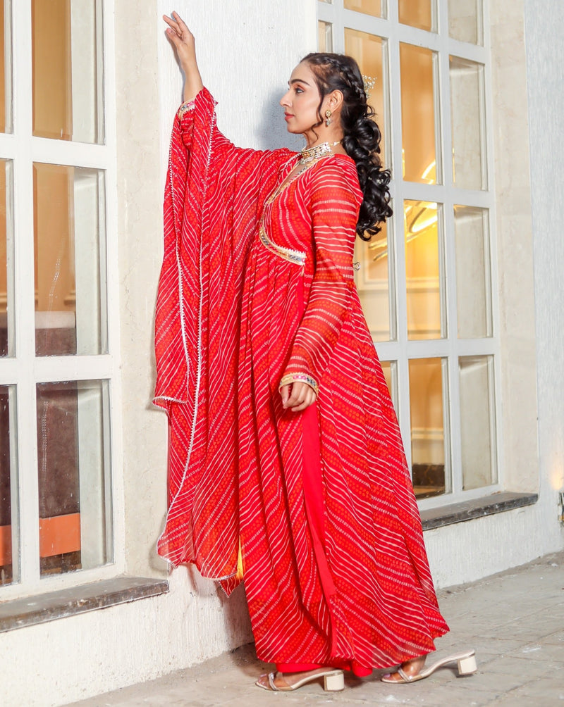 Vinaya Red Bandhani Suit set