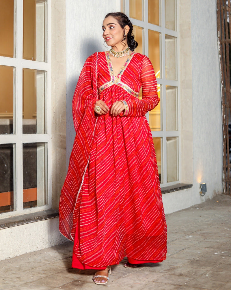 Blue Abha Pure Gaji Silk Bandhani Suit Designer | KaLa Bandhej