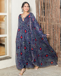 Brinda Blue Bandhani Suit Set