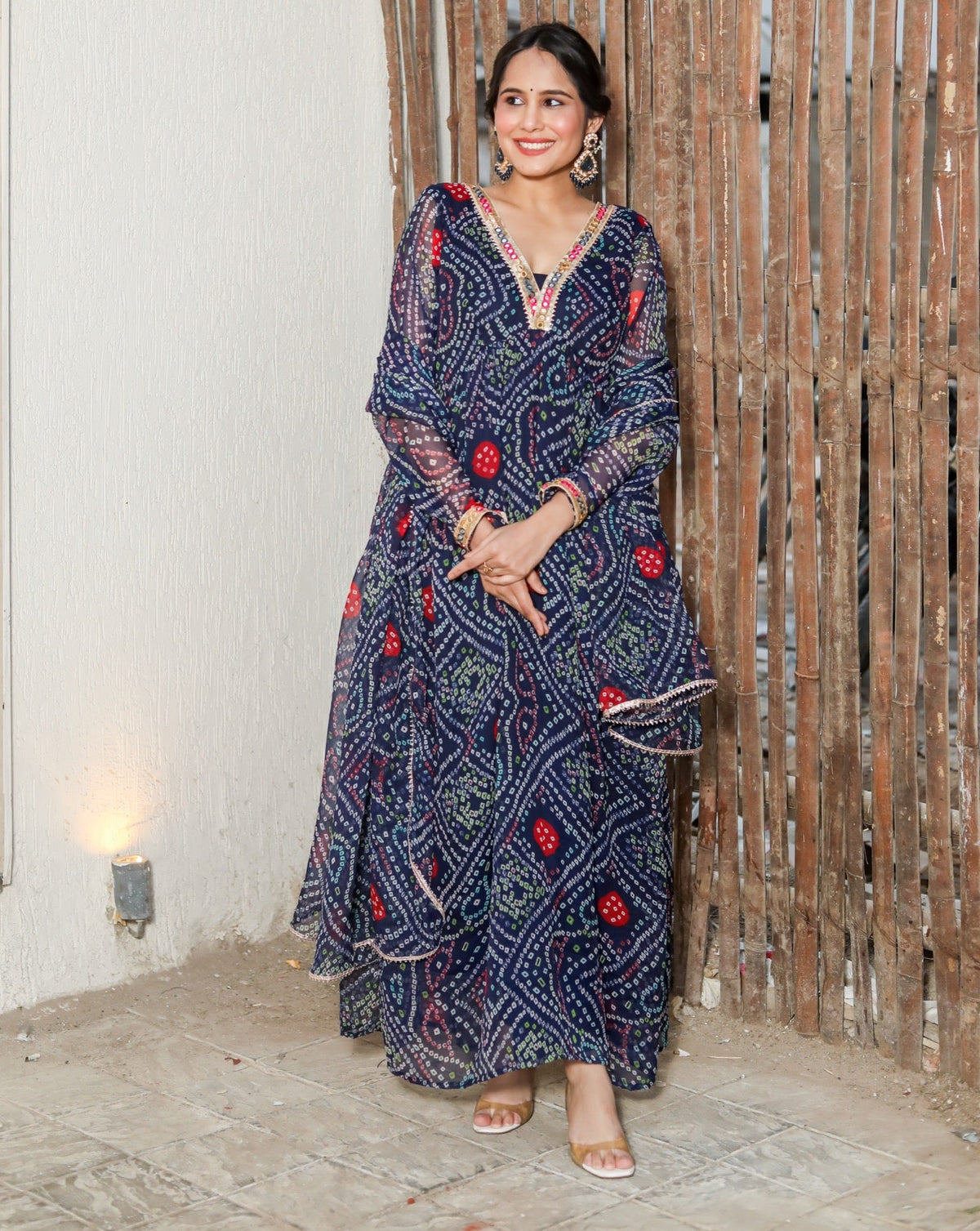 Brinda Blue Bandhani Suit Set
