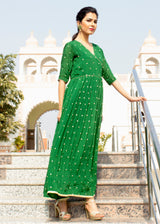 Aabidah Dark green Floor Length Dress