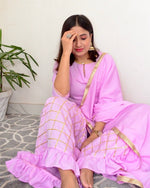 Rich Lavender Pink Suit Set With Dupatta