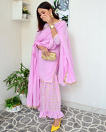 Rich Lavender Pink Suit Set With Dupatta