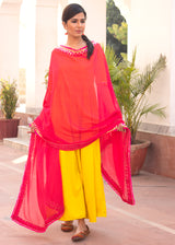 Kesariya Gulab Hot Yellow Gota Dress With Dupatta