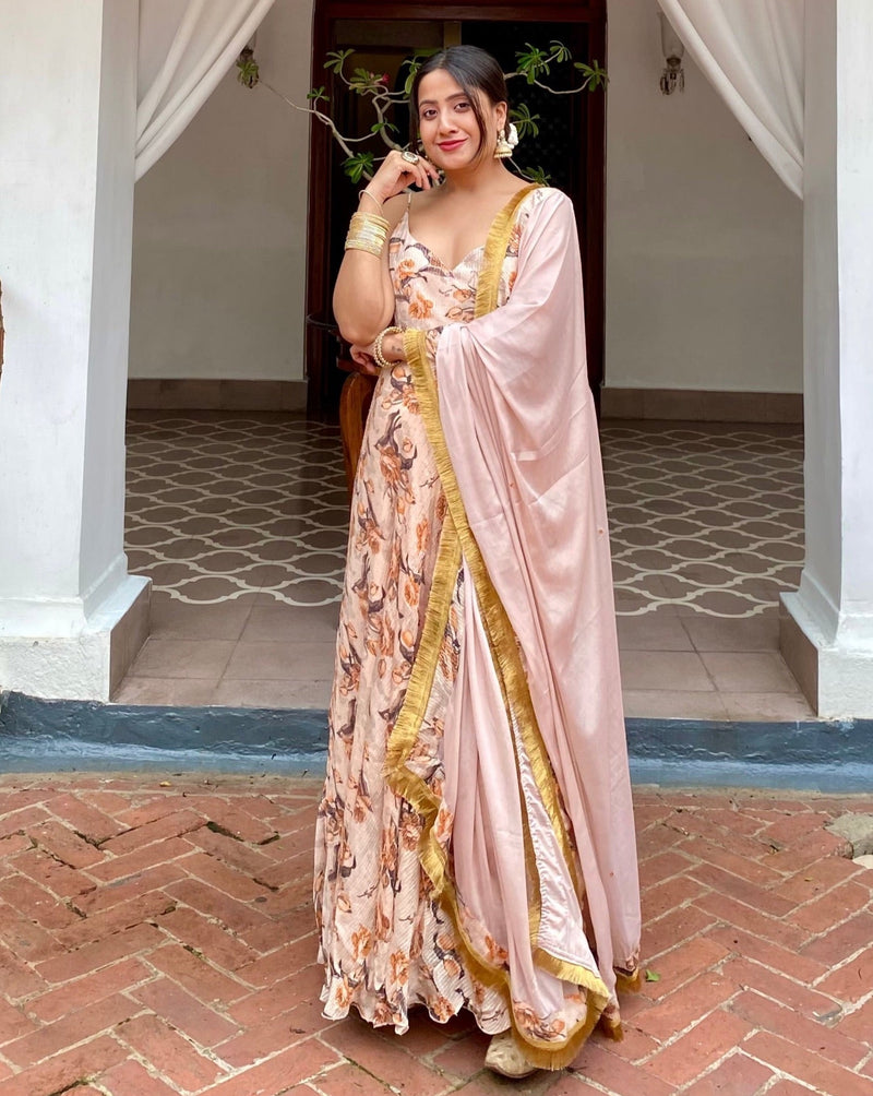 Meera Brown Anarkali Set