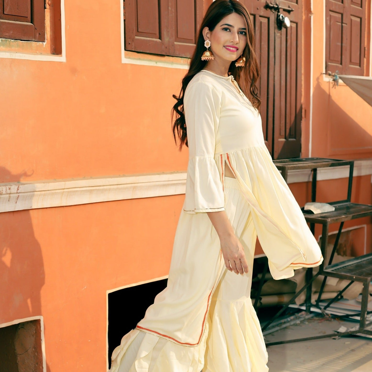 Fresh Cream High Low Kurta Set