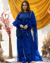 Bluebell Leheriya Fusion Suit With Balloon Sleeves
