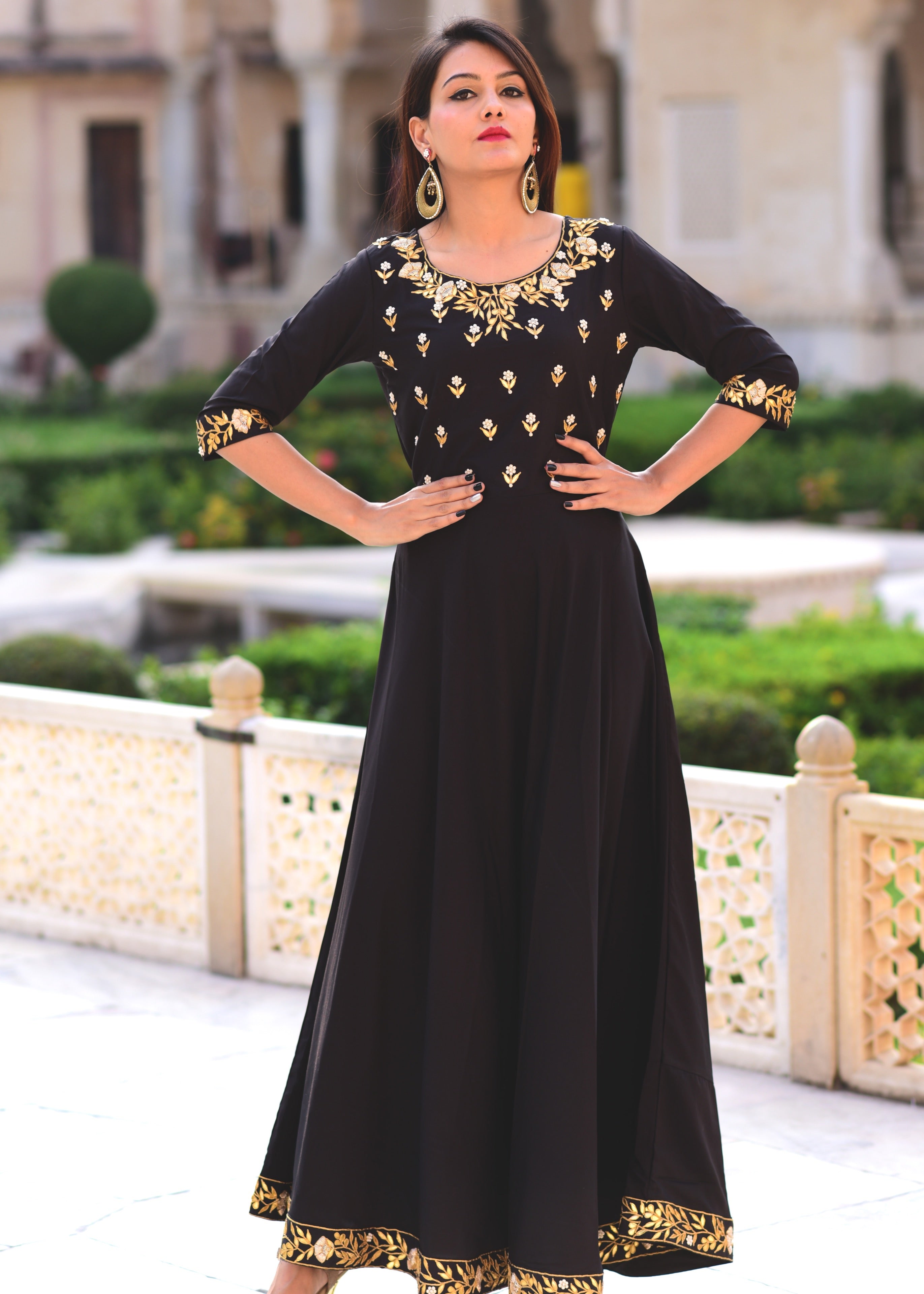 Exclusive Black Hand Work Gown