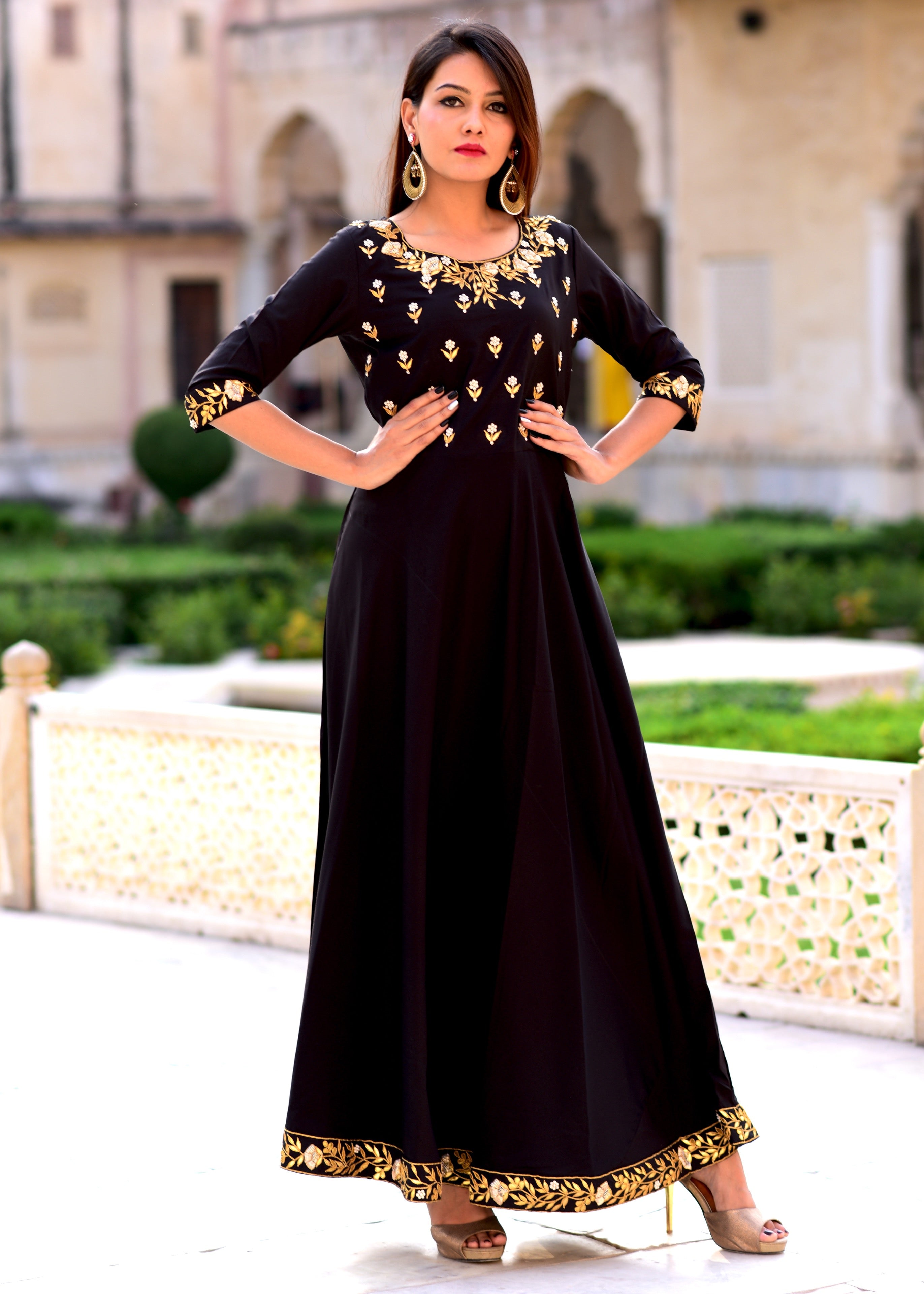 Exclusive Black Hand Work Gown