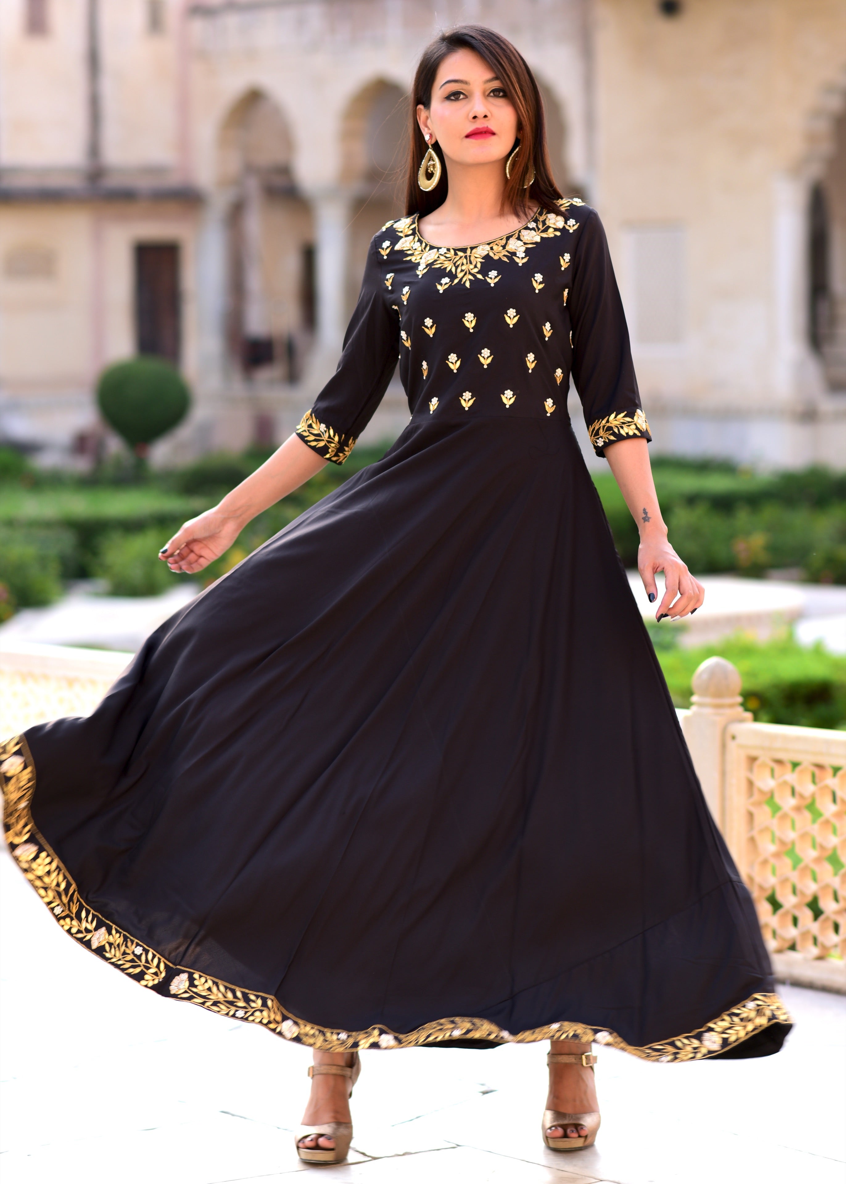 Exclusive Black Hand Work Gown