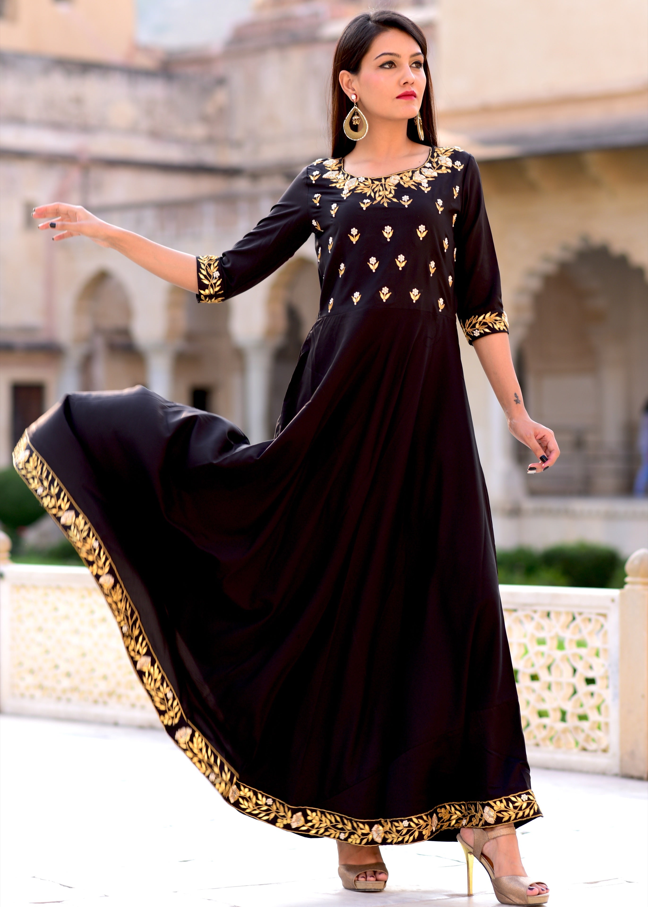 Exclusive Black Hand Work Gown