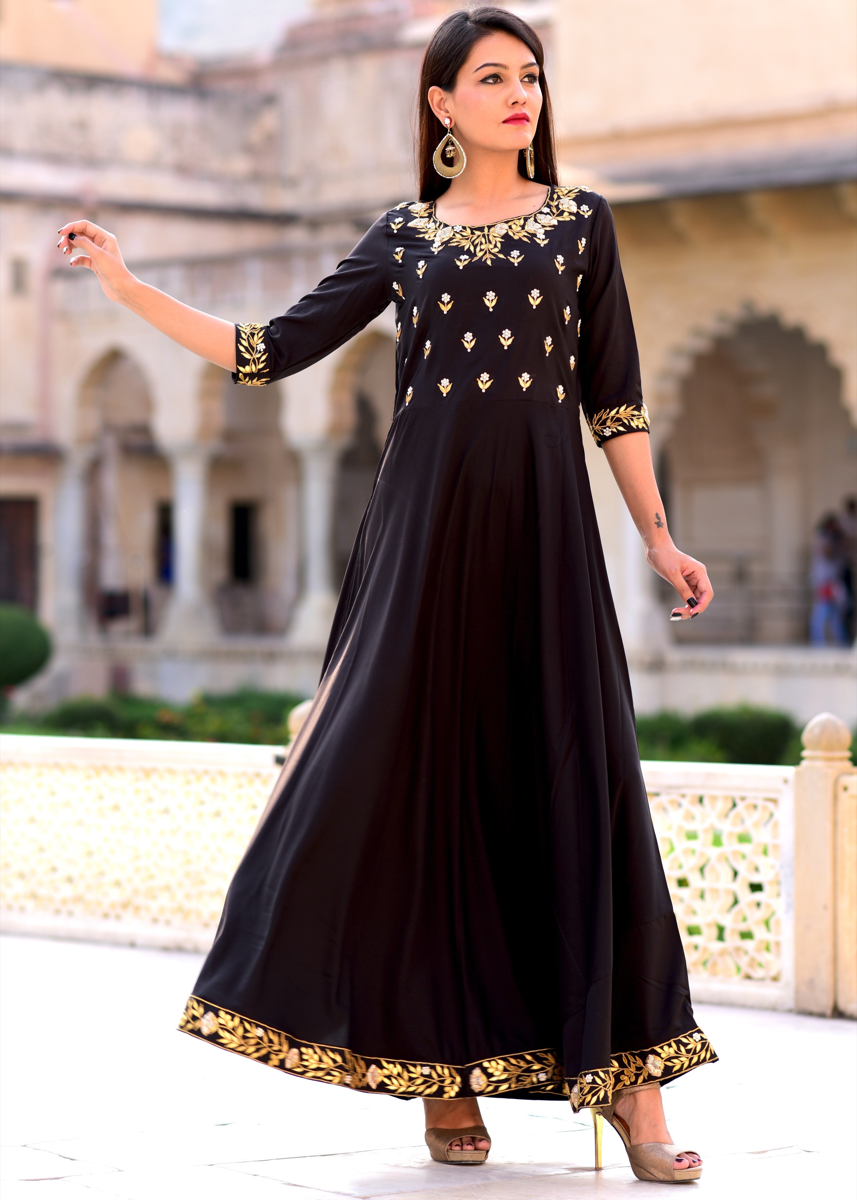 Exclusive Black Hand Work Gown