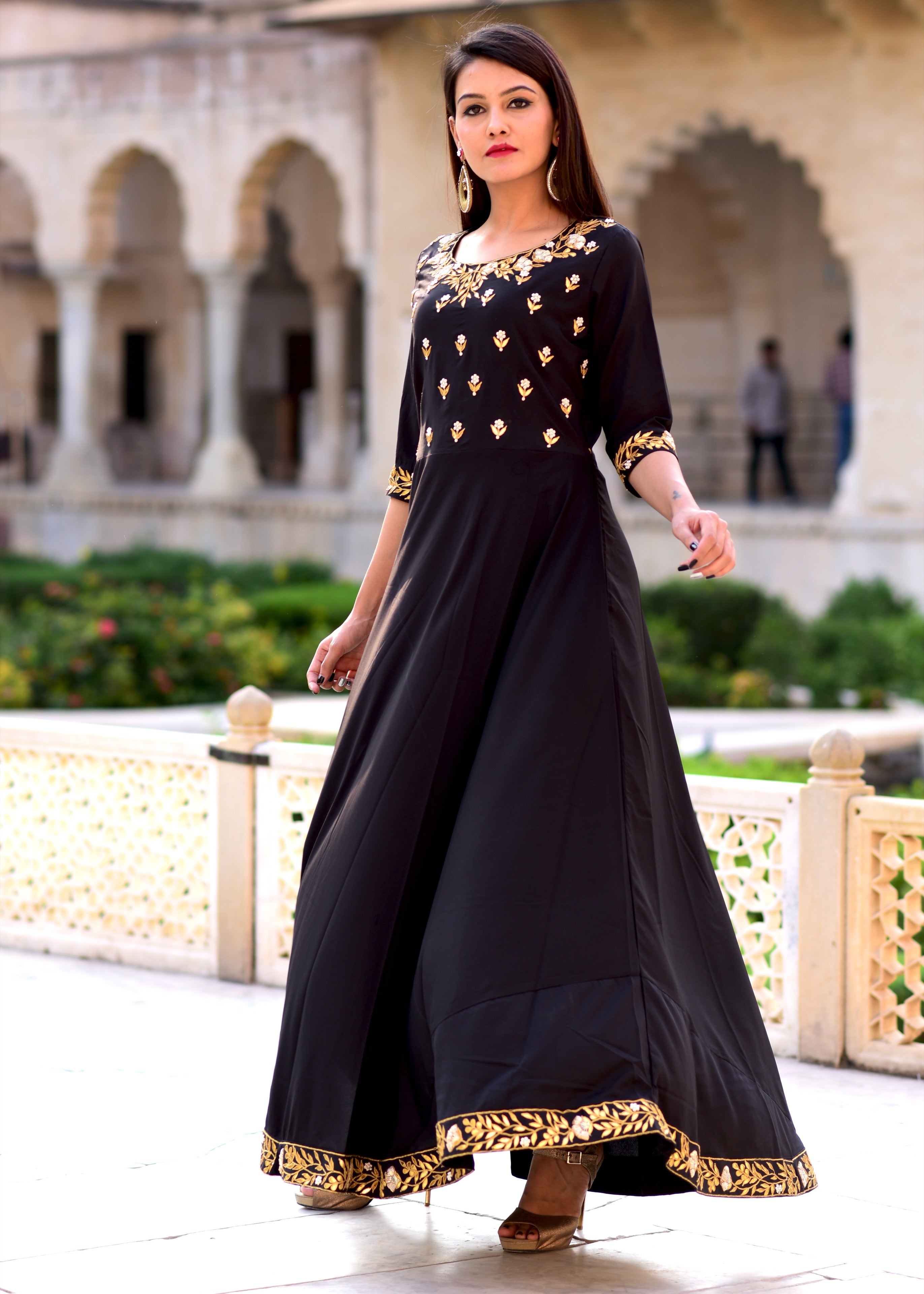 Exclusive Black Hand Work Gown