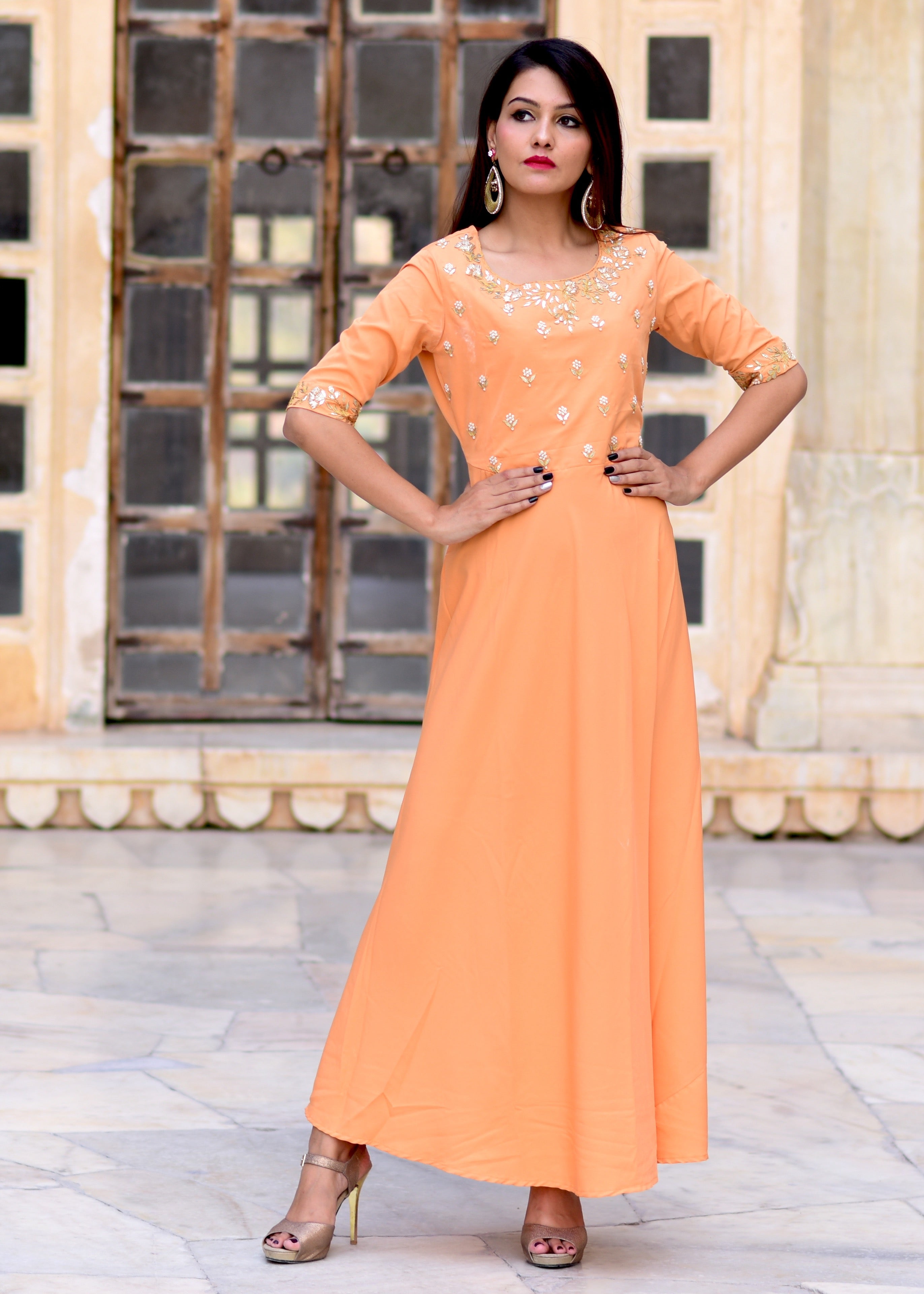 Exclusive Handwork Peach gown