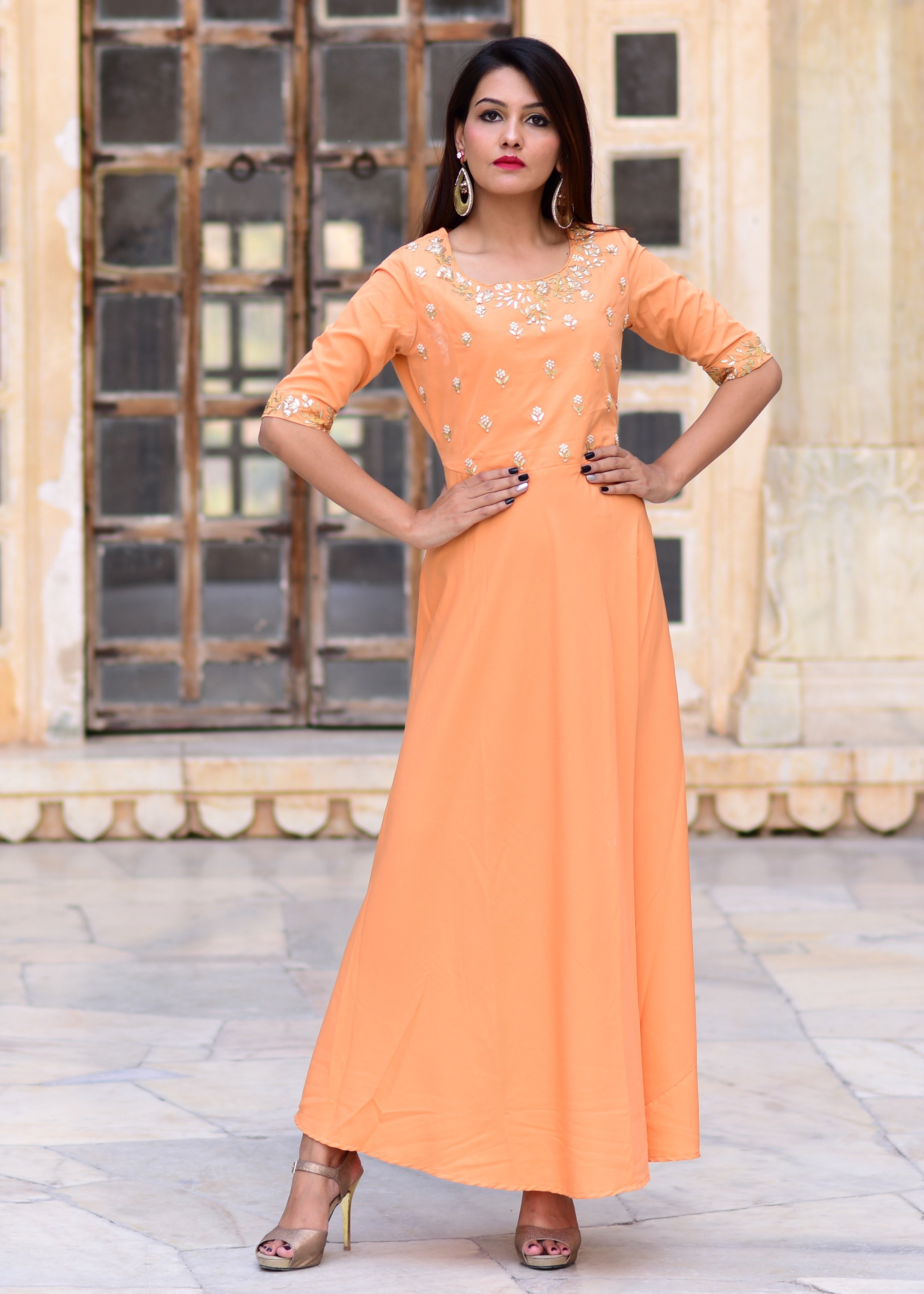 Exclusive Handwork Peach gown