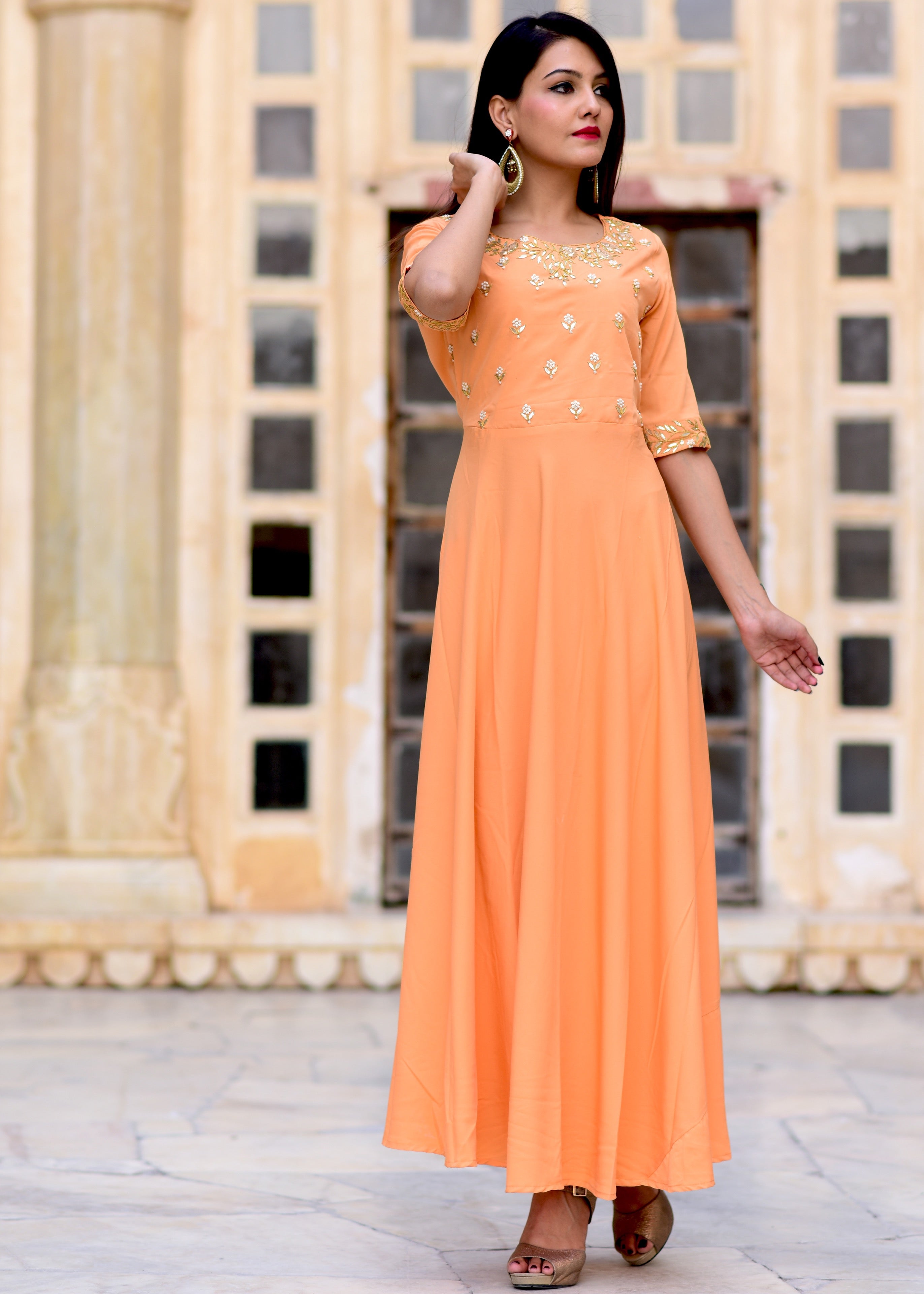 Exclusive Handwork Peach gown