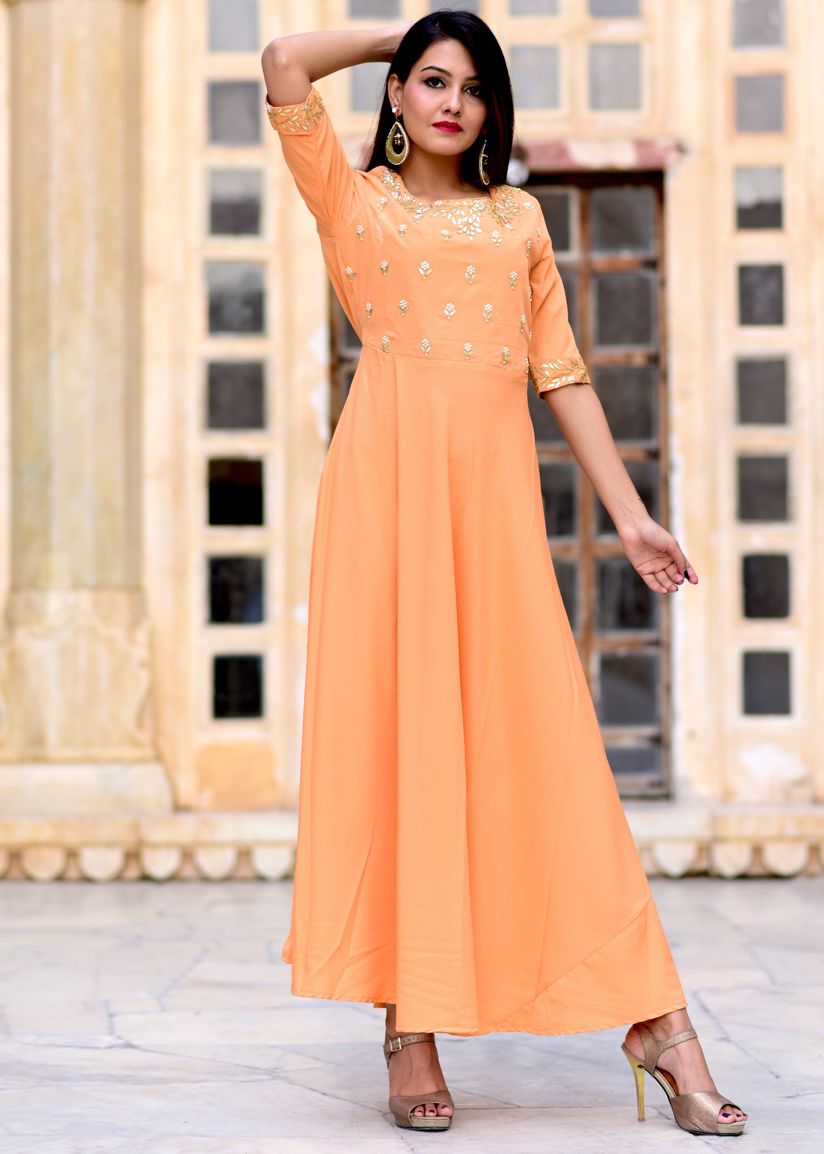 Exclusive Handwork Peach gown