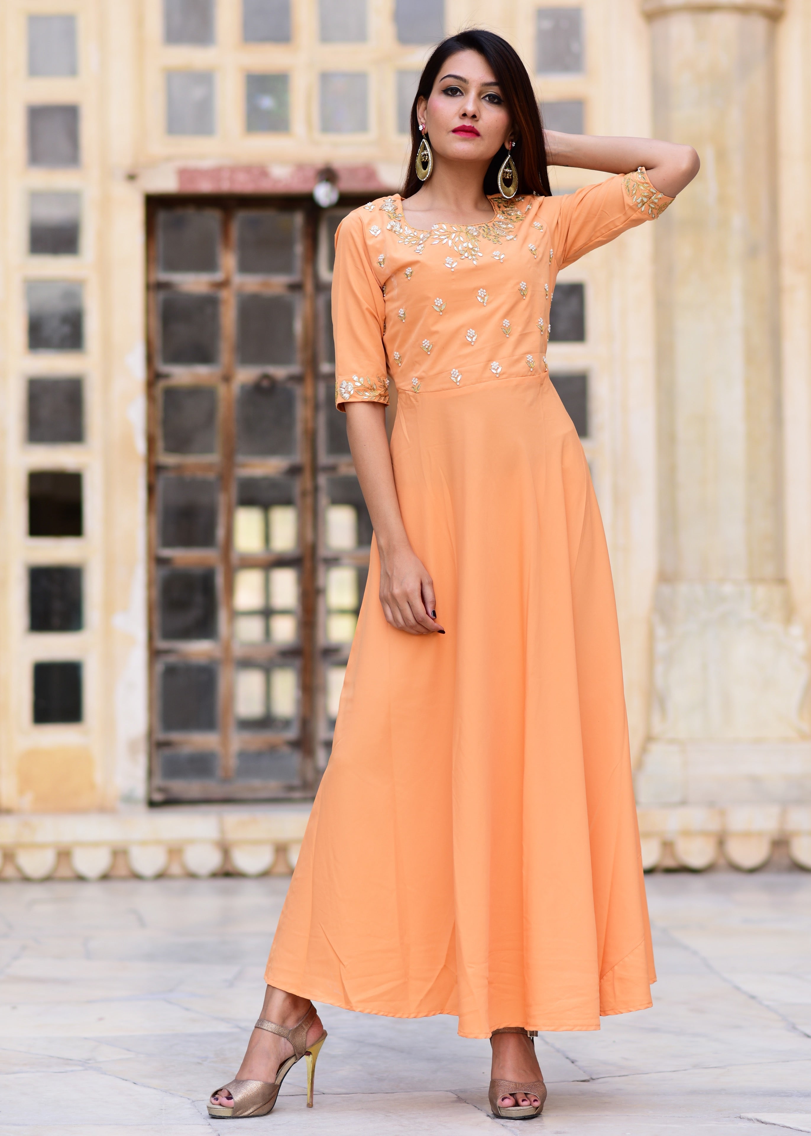 Exclusive Handwork Peach gown