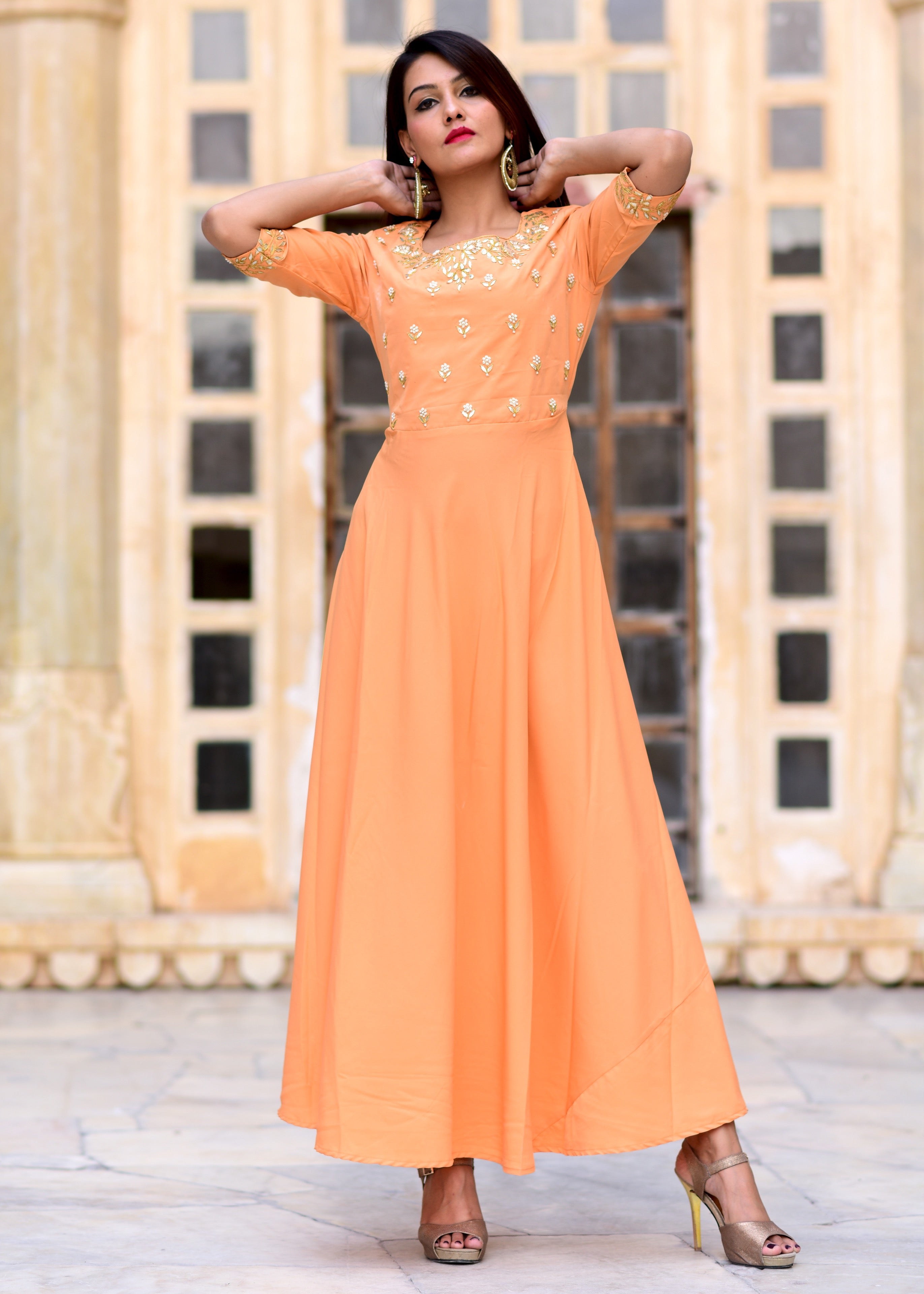 Exclusive Handwork Peach gown