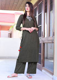 Green Cotton suit set - Thread & Button