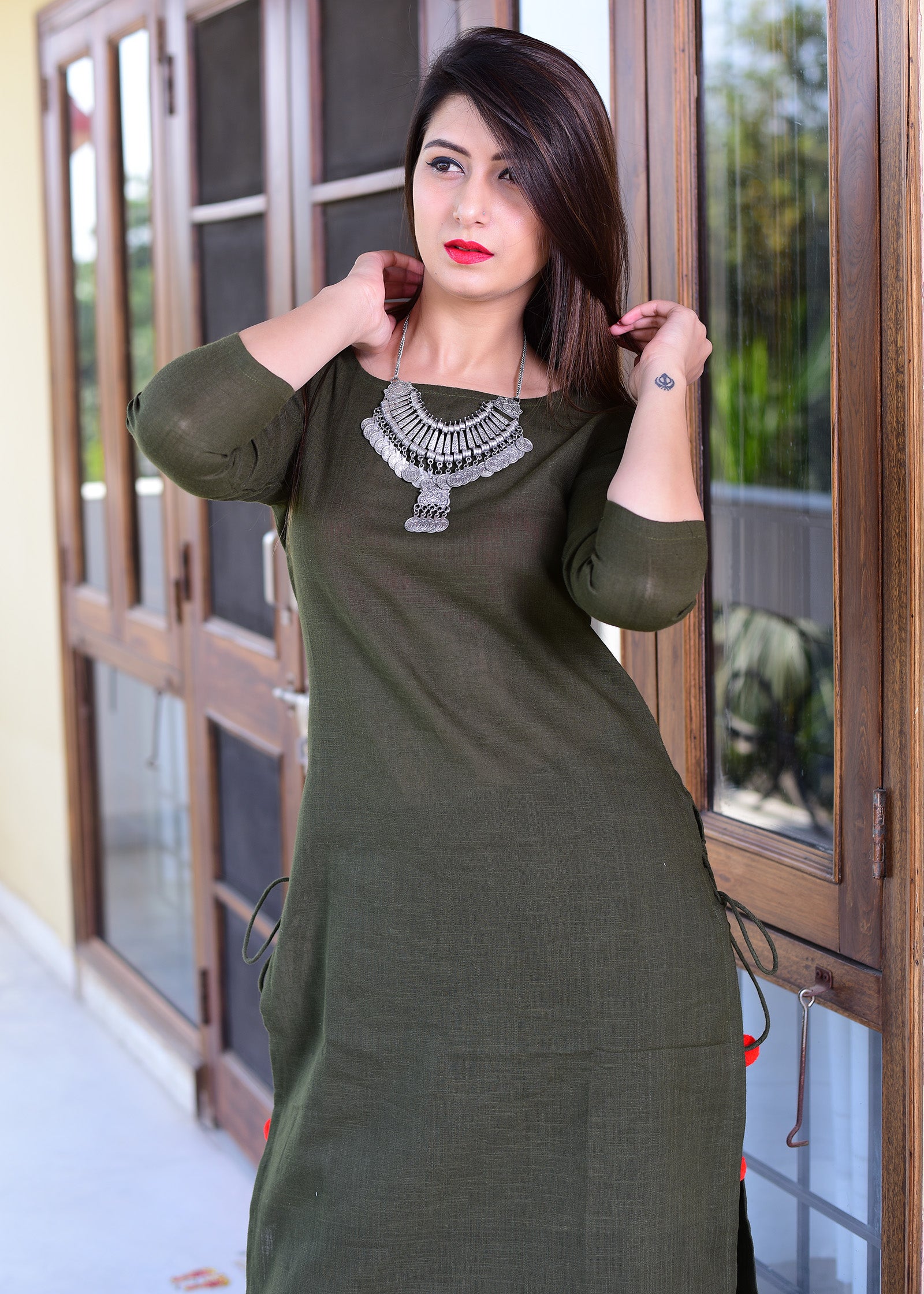 Green Cotton suit set - Thread & Button