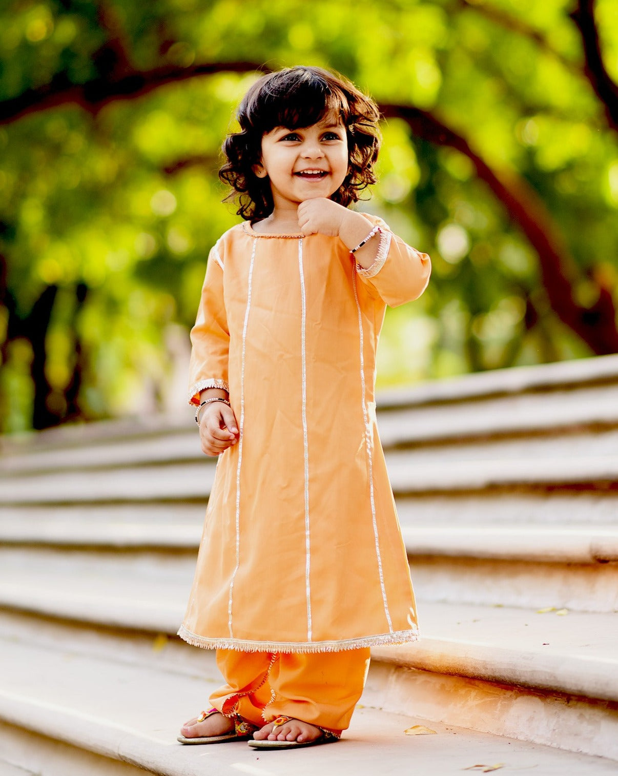 Beautiful carrot shade dhoti set