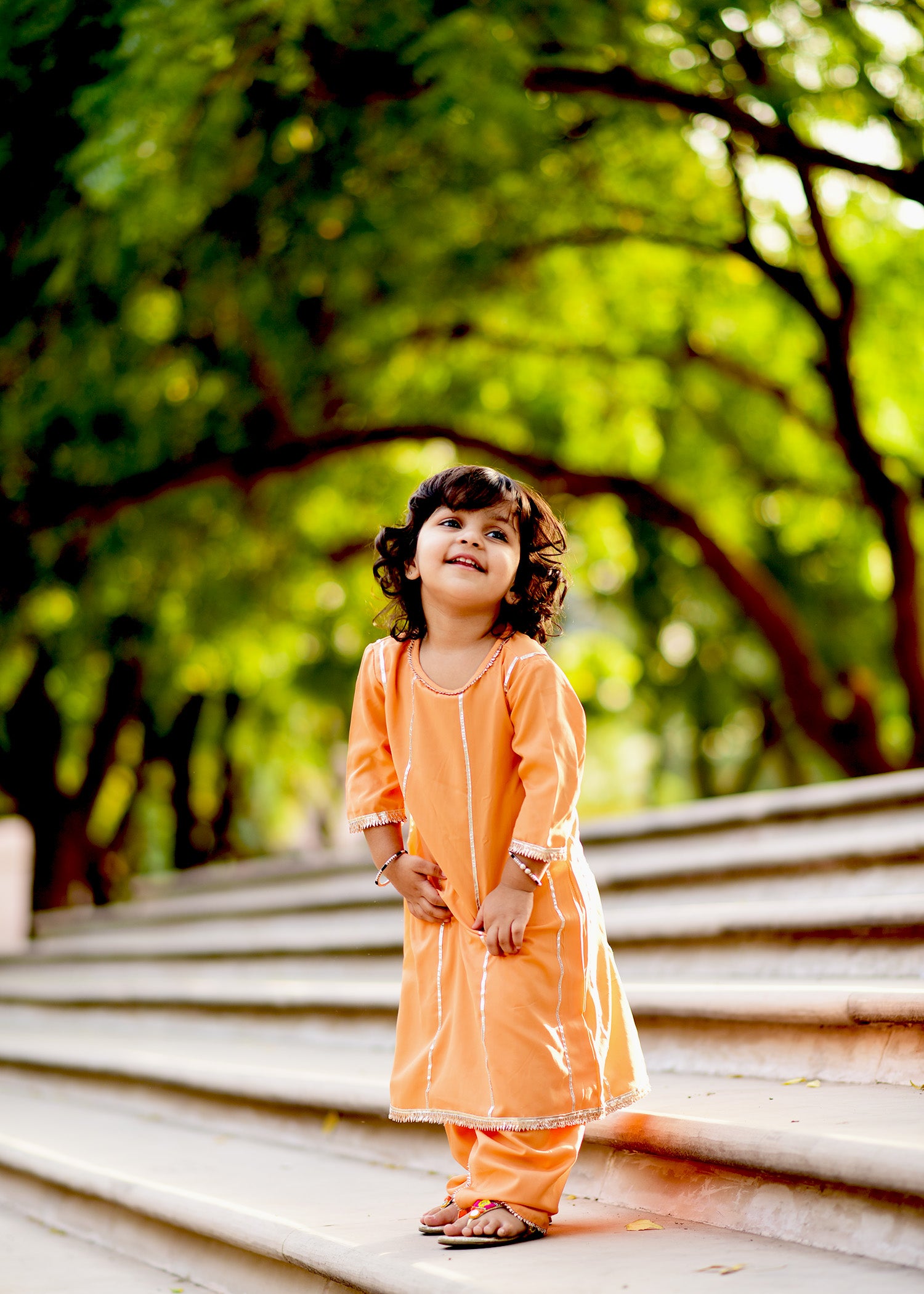 Beautiful carrot shade dhoti set