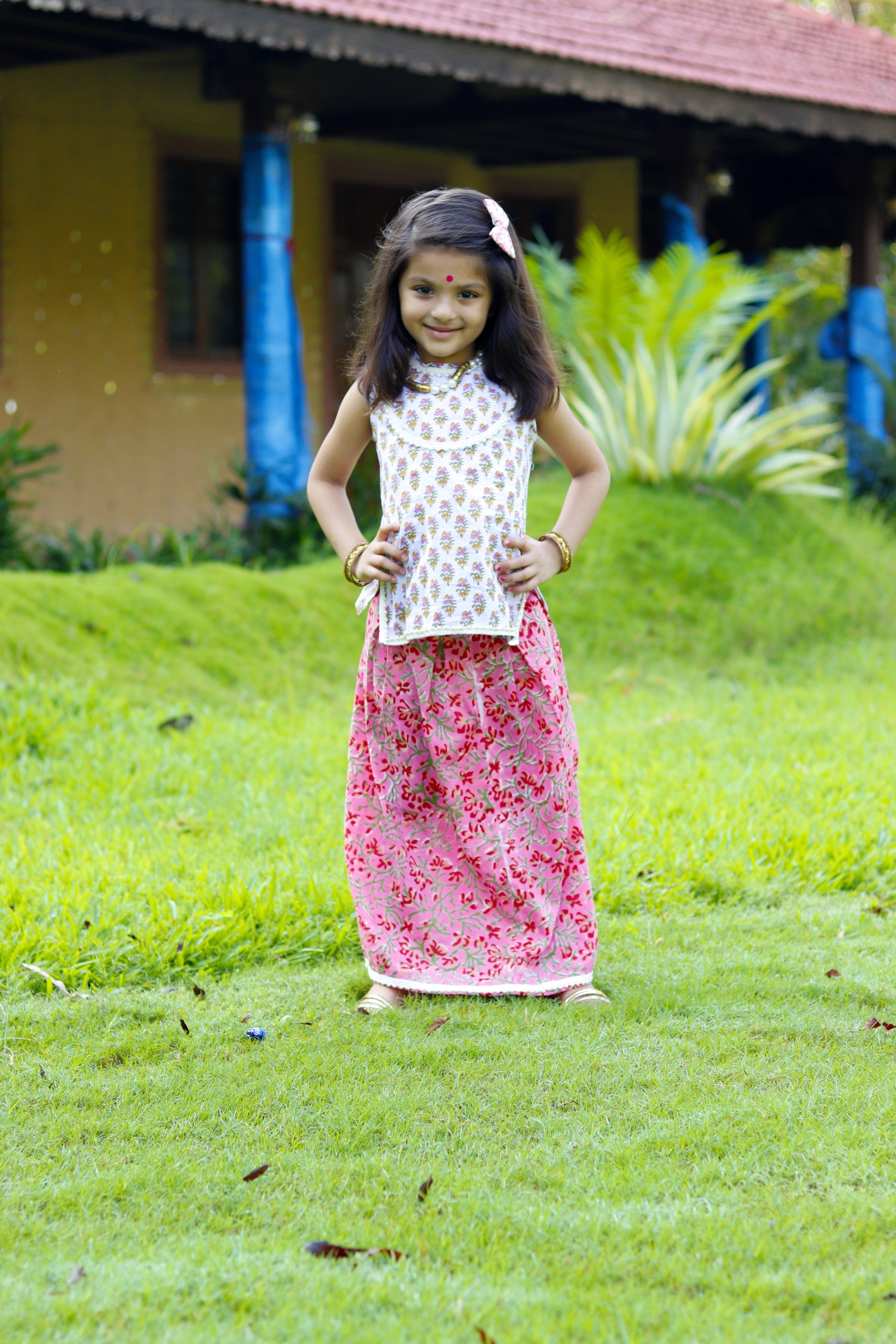 White Pink Skirt Set