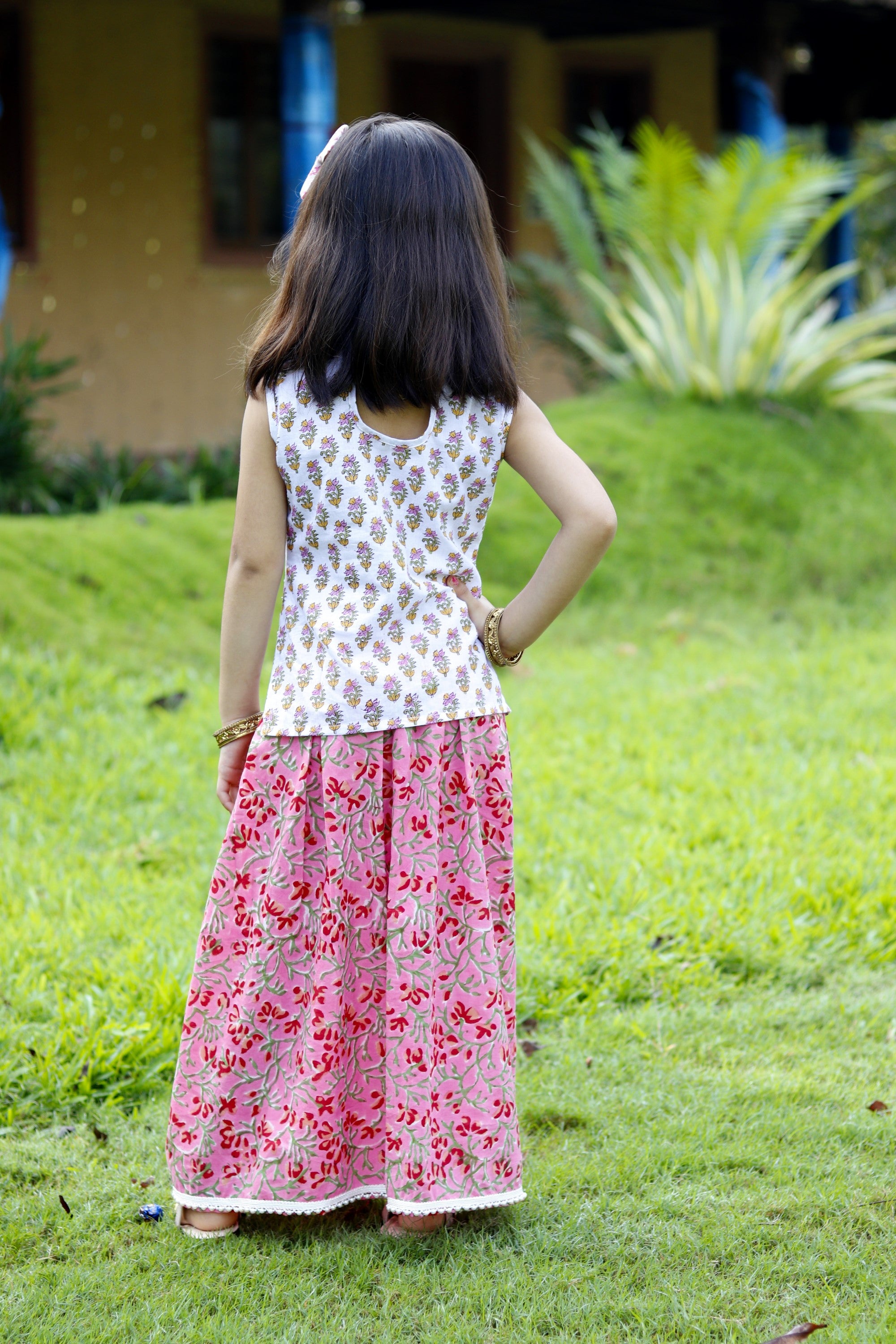 White Pink Skirt Set