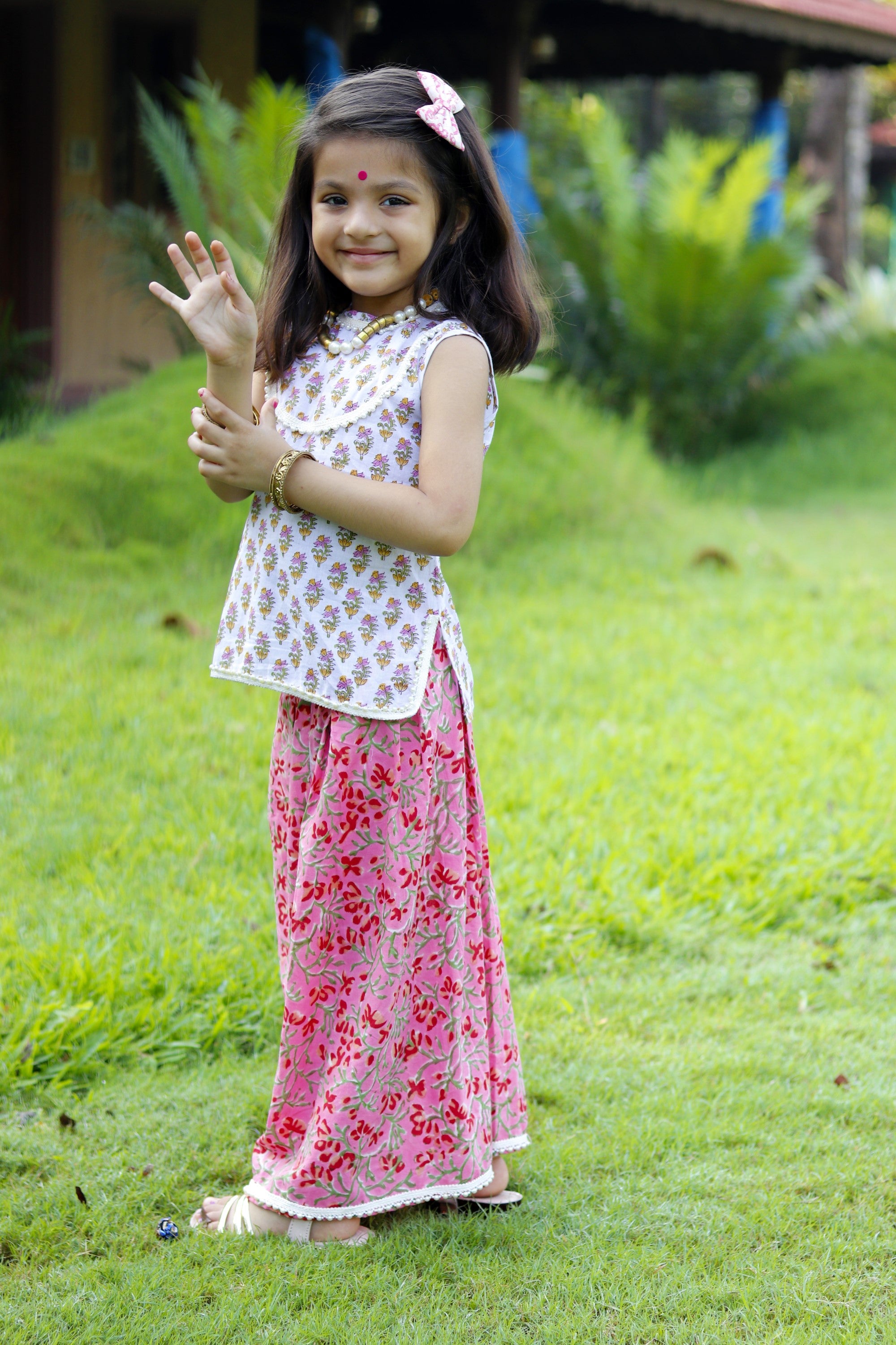 White Pink Skirt Set