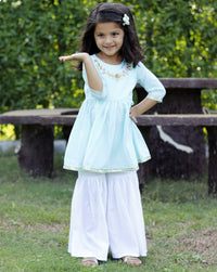 Sage green neck line kurta set