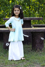 Sage green neck line kurta set