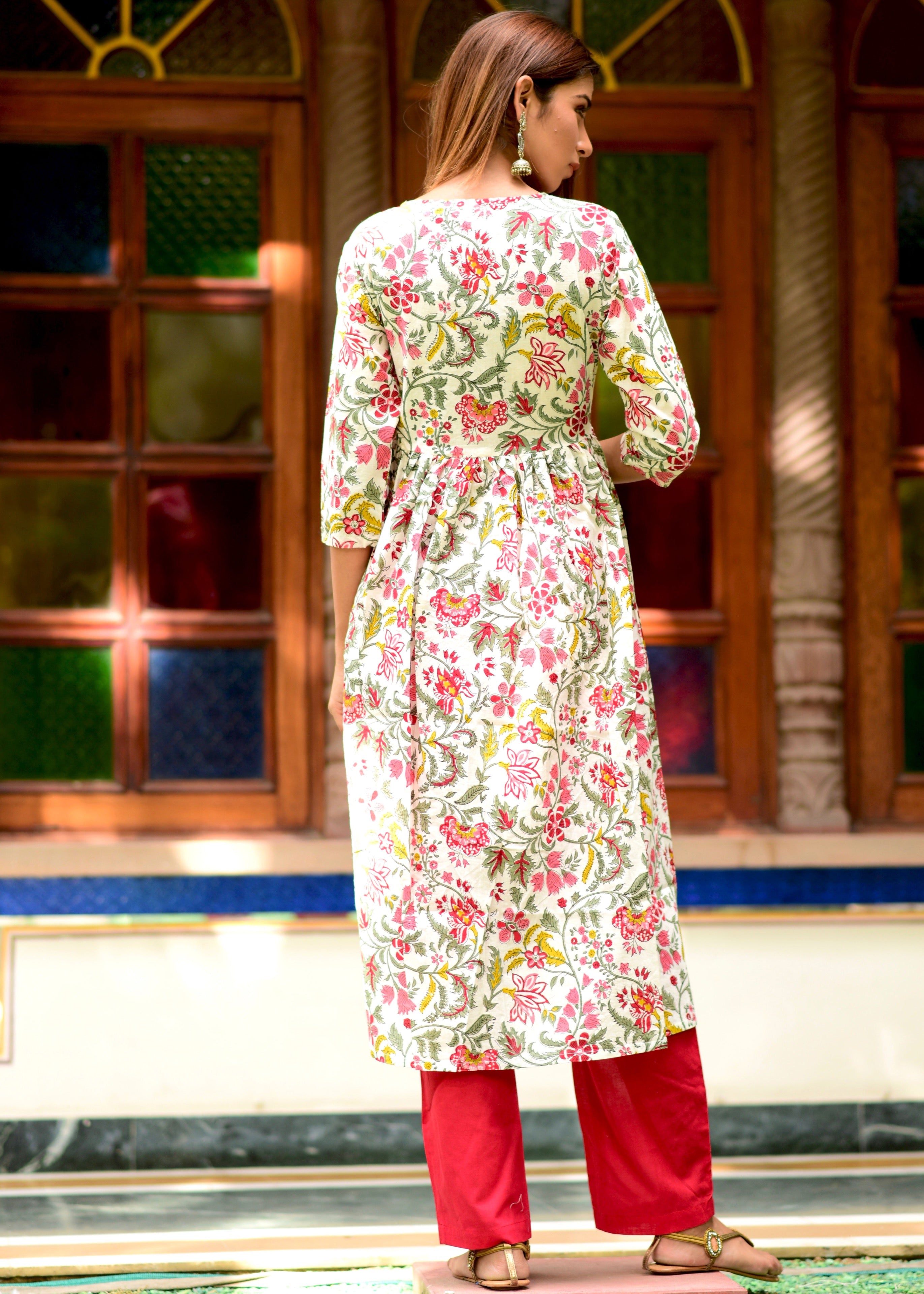 Pink Floral Kurta Set