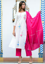 Beautiful Pink Exclusively Handpainted Suit Set With Gotta Jaal Work Dupatta