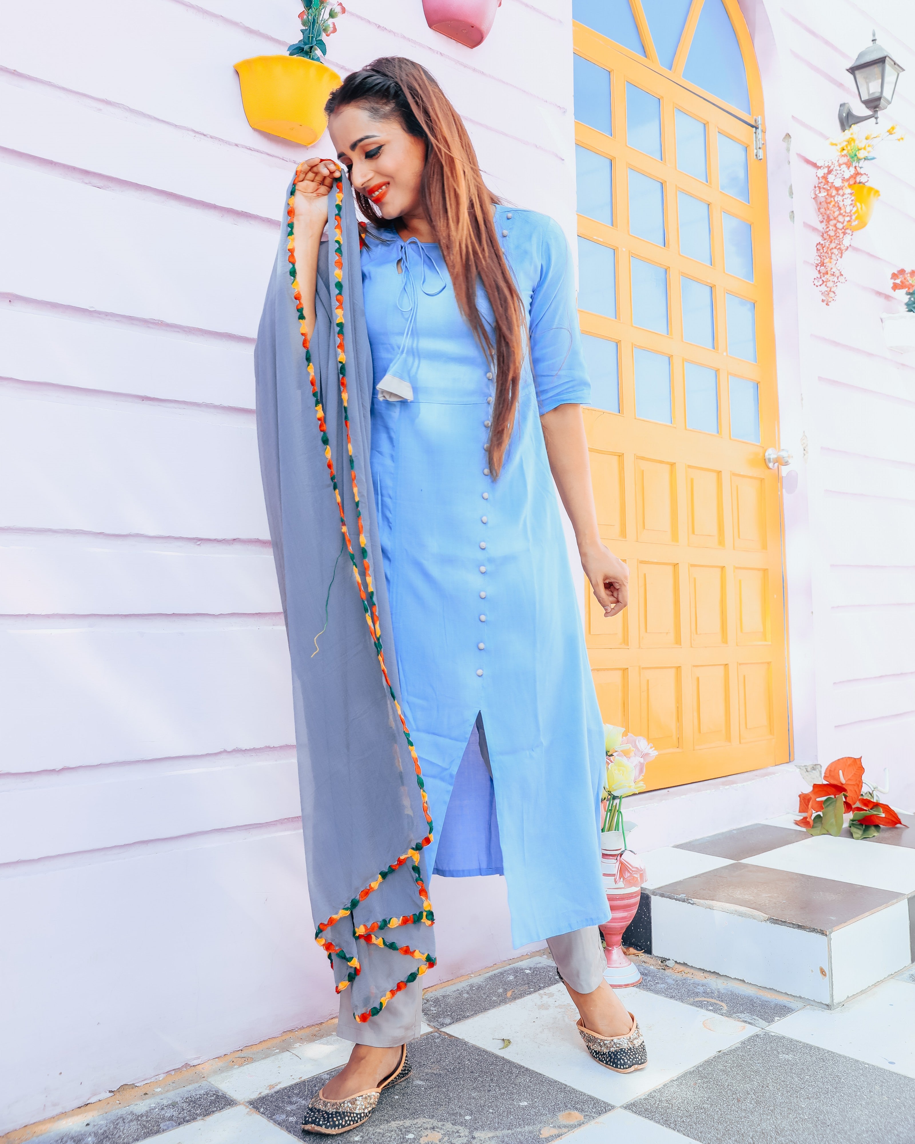 Pastel Blue Cotton Dress