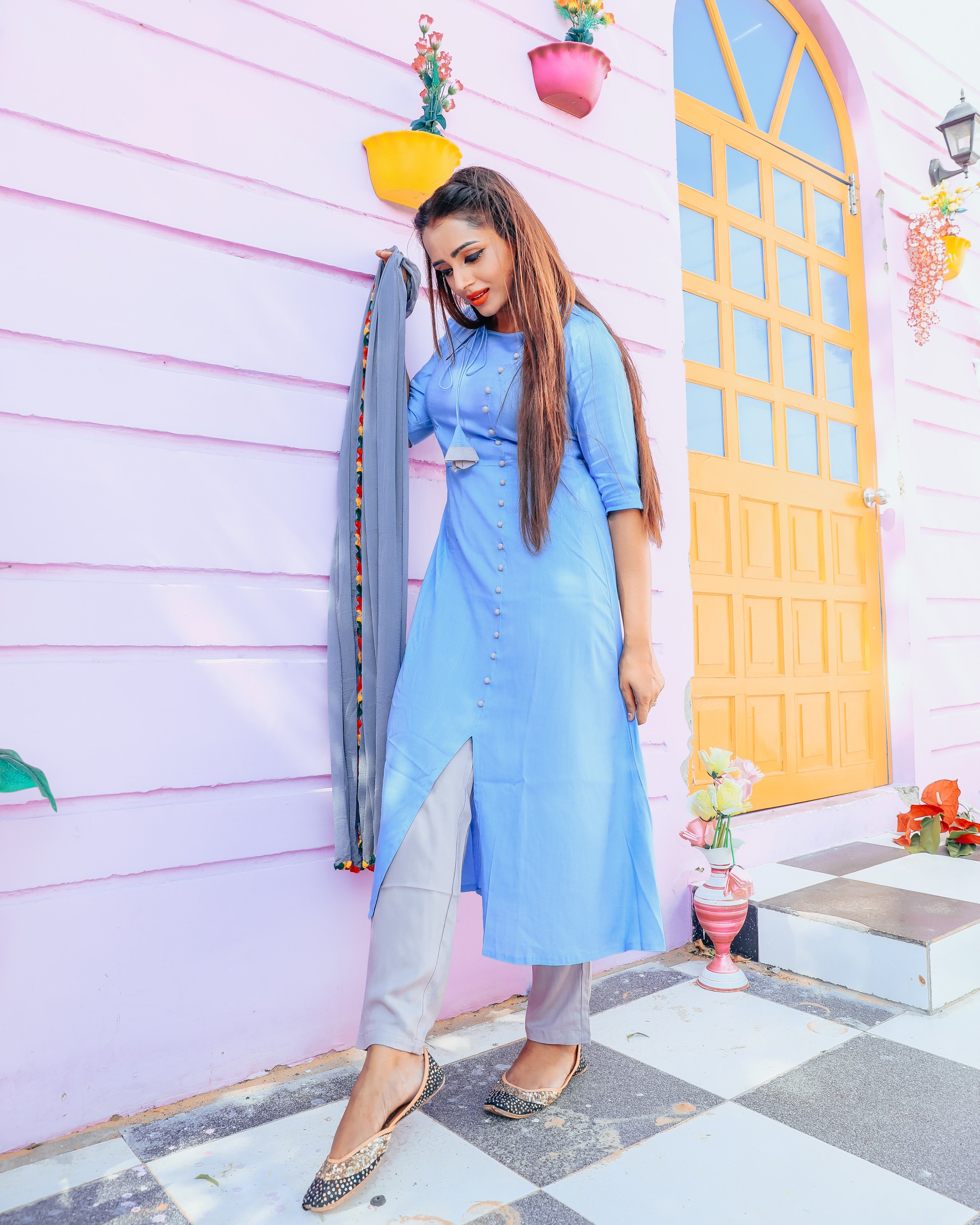 Pastel Blue Cotton Dress