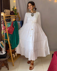 Beautiful white front tie cap dress with silver gotta work