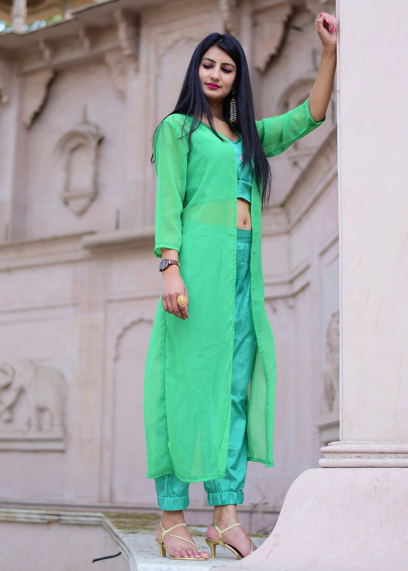 Spring green top & pant dress