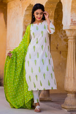 White leaf Kurta Set