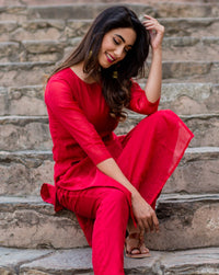 Red Crimson Kurta Set