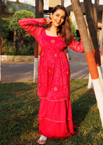 Blossom Pink Bandhej Kurta Set