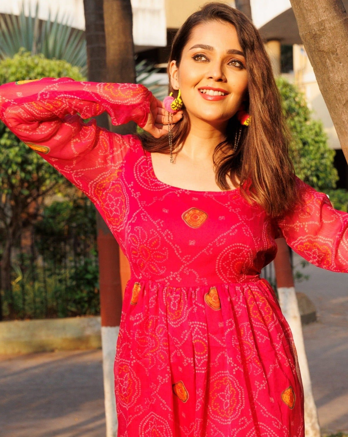 Blossom Pink Bandhej Kurta Set