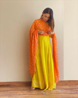 Shiny Yellow Maxi Dress With Dupatta
