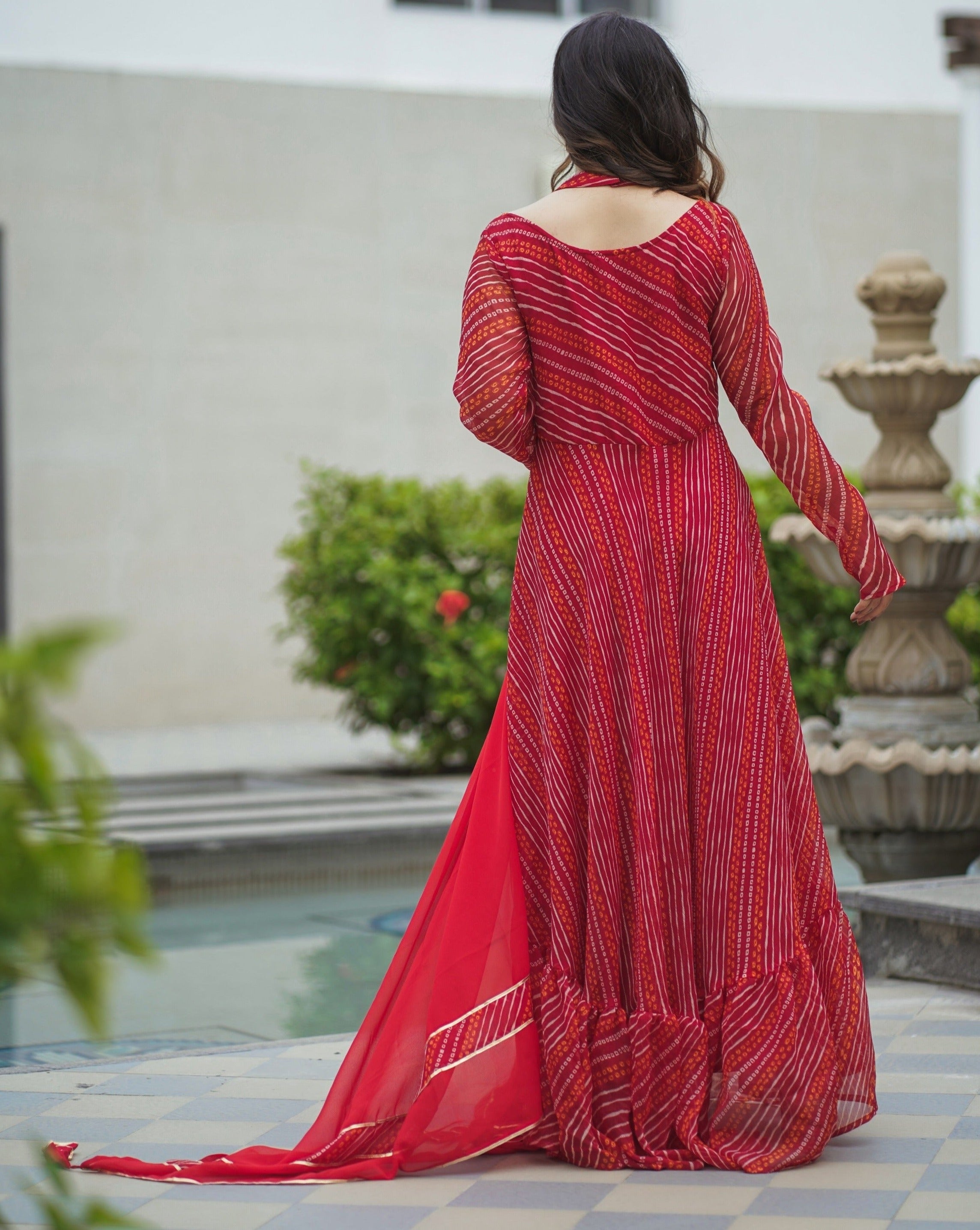 Rahi Red Bandhej Suit Set