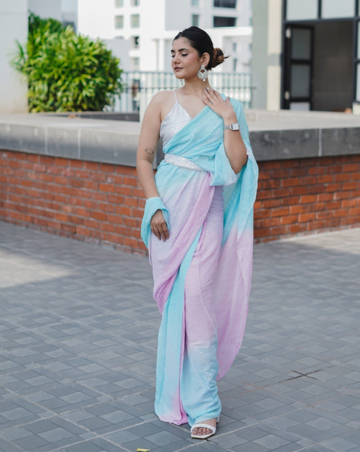 Sarita Sky Blue Saree