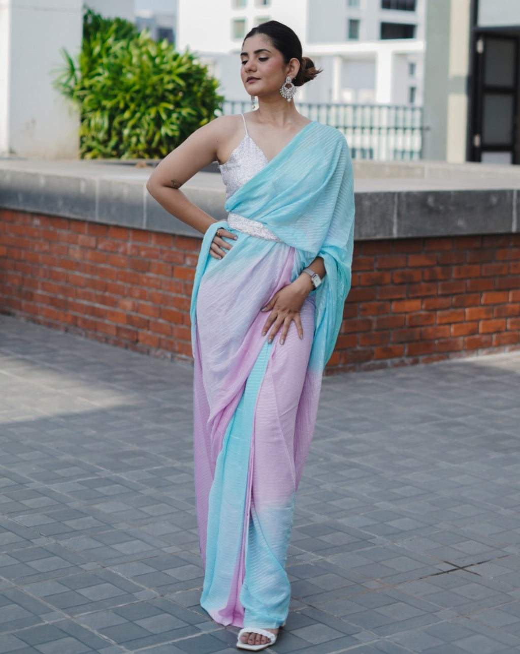 Buy South Indian Saree | Soft Silk Sky Blue Saree with Beautifully Twirled  Blouse – Glamatyou Fashion
